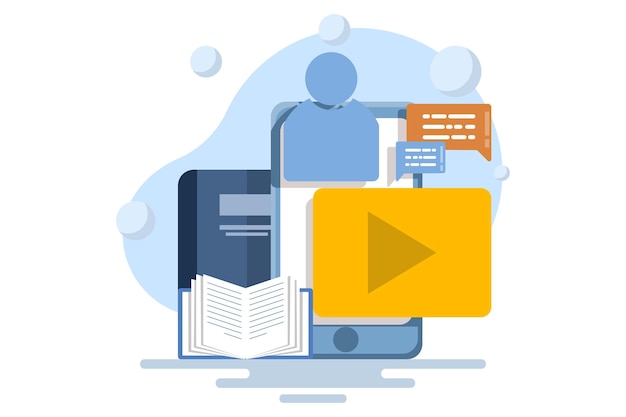 Vektorillustration über das Online-Kurs-Kampagnenkonzept oder das Elearning oder die Online-Bildung