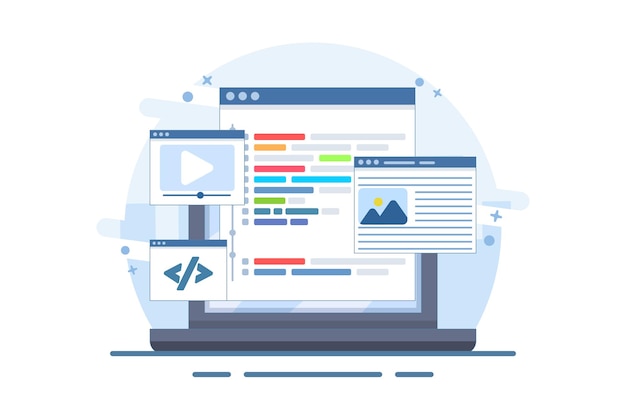 Vektorillustration über Web-Design Benutzeroberfläche Prototyp Testkonzept auf lokalem Server