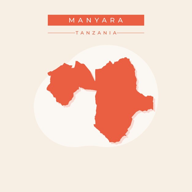 Vektorillustration vektor der manyara-karte tansania