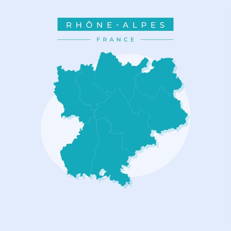 Vektorillustration Vektor der RhoneAlpes Karte Frankreich