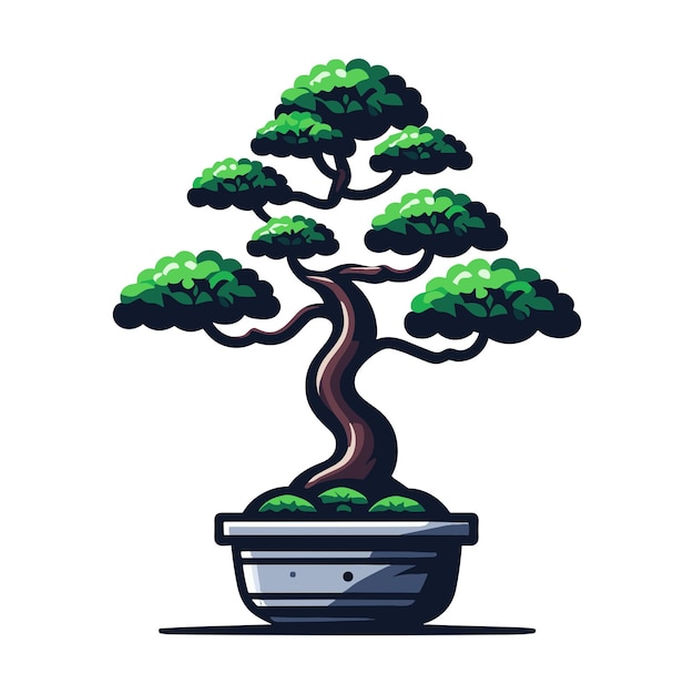 Vektorillustration von Bonsai-Bäumen Ästhetische japanische und chinesische traditionelle Kultur