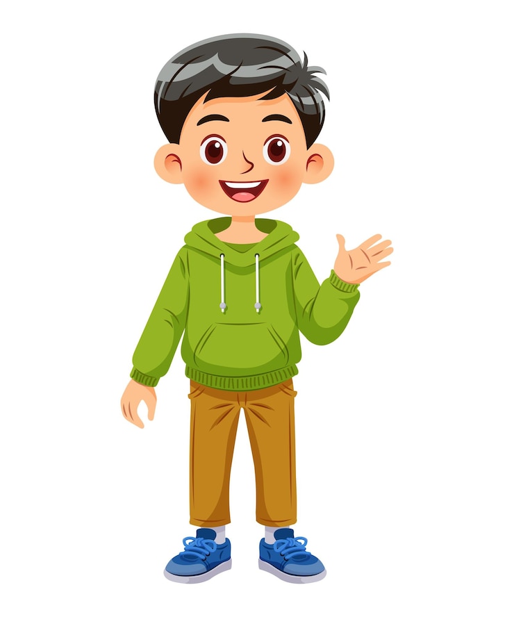 Vektor vektorillustration von einem niedlichen jungen, der steht und lächelt