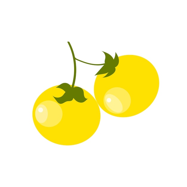 Vektorillustration von gelben Tomaten im flachen Stil, isoliert auf weißem Hintergrund