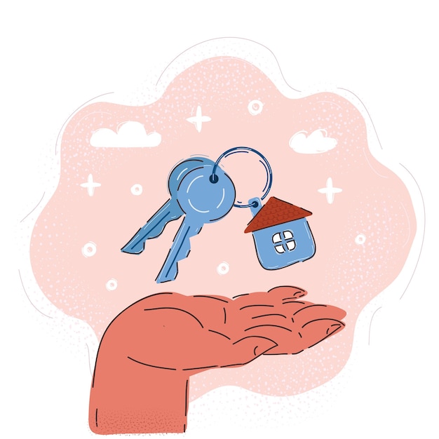 Vektorillustration von Hand-Hold-Haus-Schlüsseln