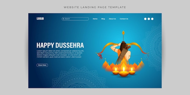 Vektorillustration von happy dussehra website landing page banner vorlage