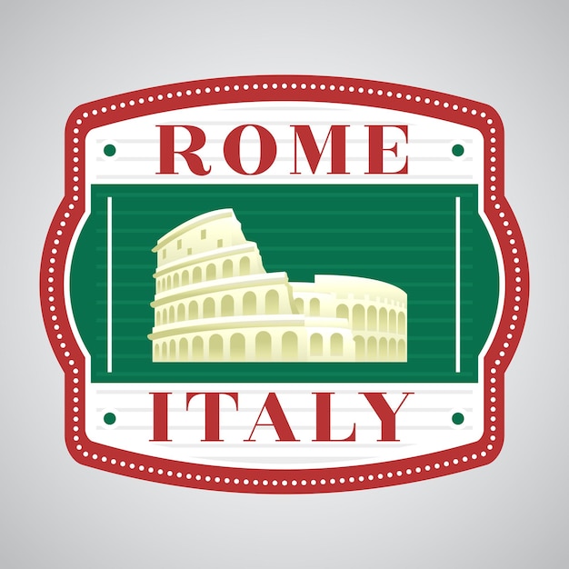 Vektor vektorillustration von italienischen kolosseum-reiseaufklebern mit weltberühmten sehenswürdigkeiten