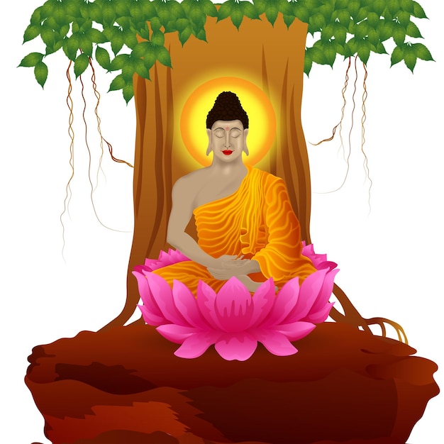 Vektor vektorillustration von lord buddha für buddha purnima