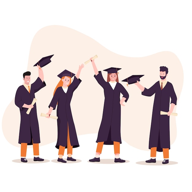 Vektorillustration von Menschen, die das College absolviert haben