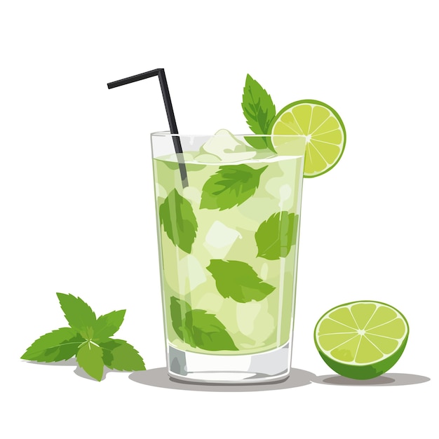Vektorillustration von Mojito auf weißem Hintergrund