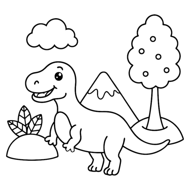 Vektor vektorillustration von niedlichen dinosauriern zum malen für kinder