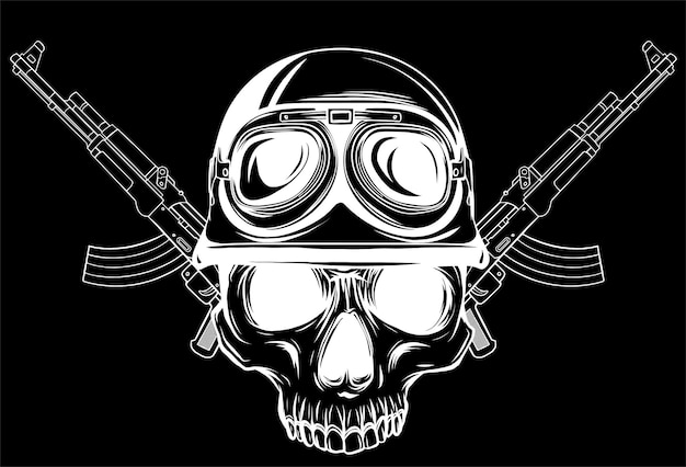 Vektorillustration von Schädel in Helm Soldat mit Armee