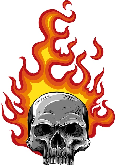Vektorillustration von Schädelfeuer mit Flammen