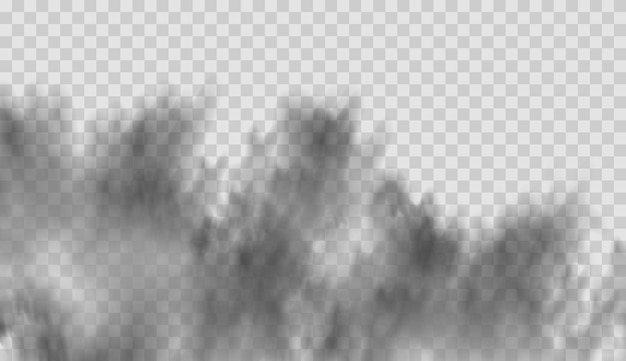 Vektorillustration von schwarzen Rauchwolken auf transparentem Hintergrund