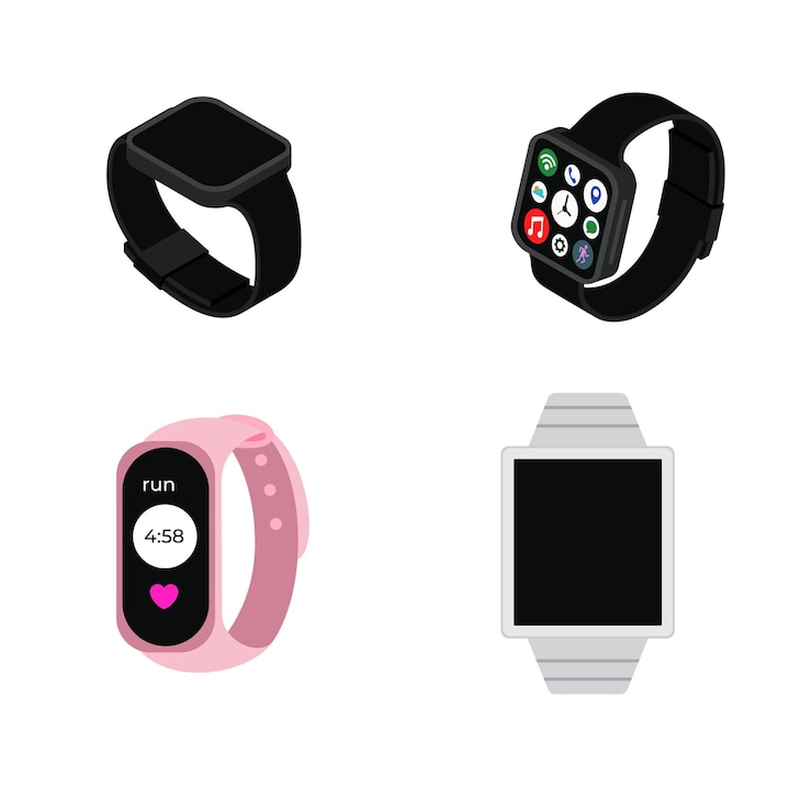 Vektor vektorillustration von smartwatch- und fitness-tracker-symbolen