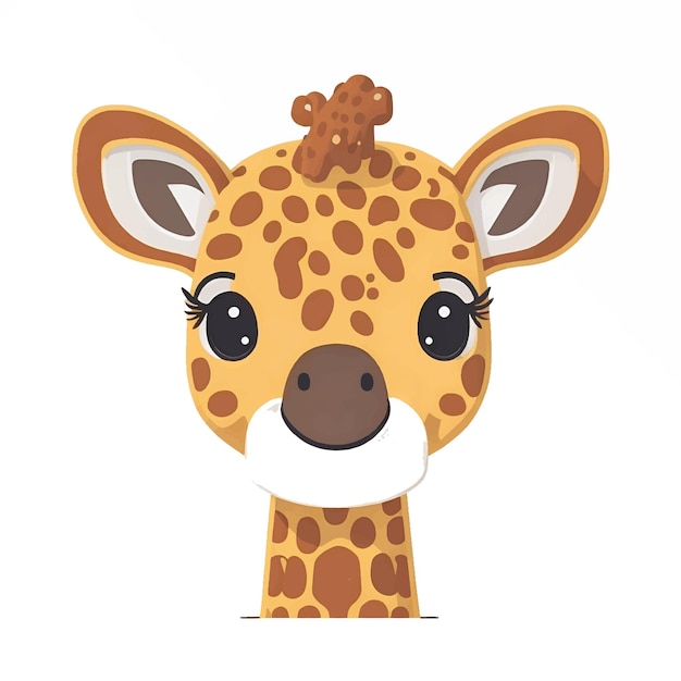 Vektor vektorillustration von süßen zeichentrickfilmen giraffe kawaii-stil tierbaby giraffe charakter-ikonen