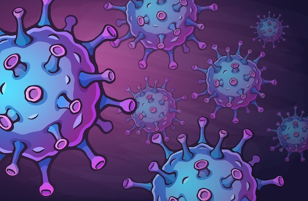 Vektorillustration wallpaper mit makrobild von coronavirus-zellen covid19