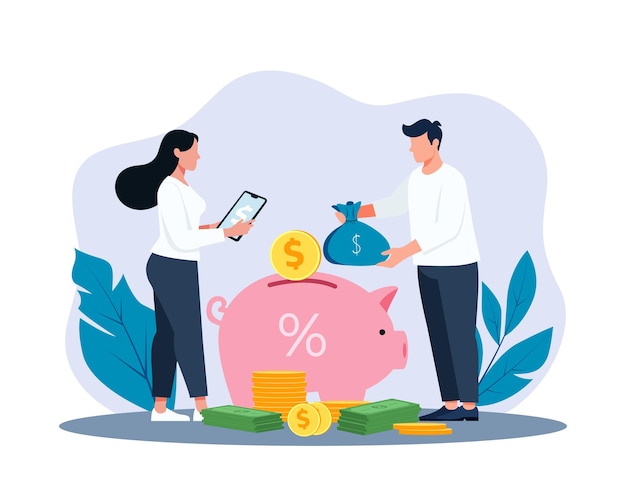 Vektorillustration zum Thema Geld sparen