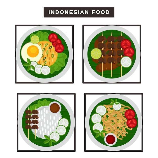 Vektorillustrationen für indonesische Lebensmittel