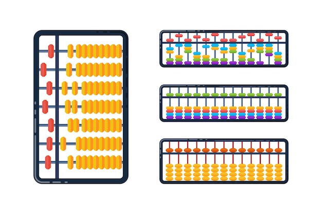 Vektor vektorillustrations-abakus mit perlen. soroban zum erlernen von kopfrechnen für kinder
