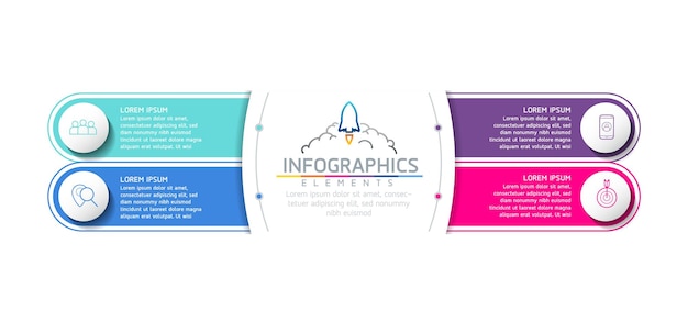 Vektorillustrations-infografik-design-vorlage für marketinginformationen mit 4 optionen oder schritten