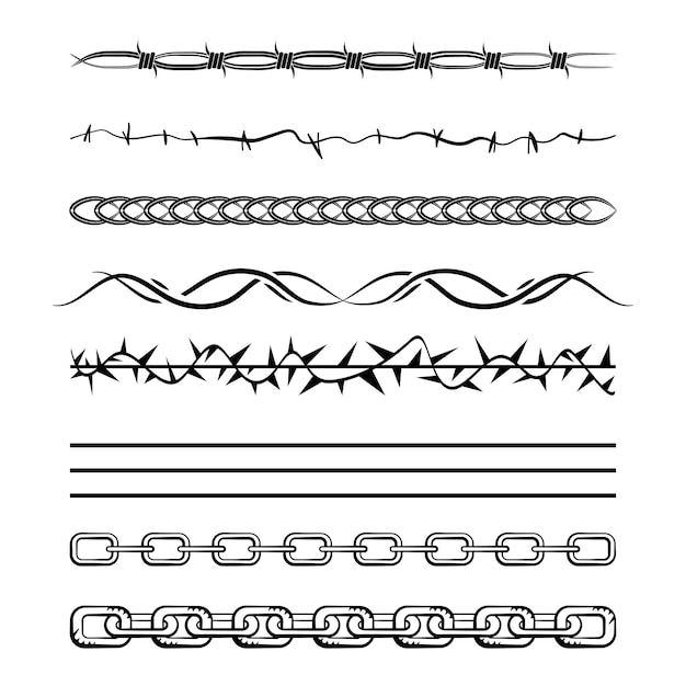 Vektorillustrationsketten und hoffnungsdraht für tätowierung. psychedelische jahr-2000-kunst 2000. gotische illustration