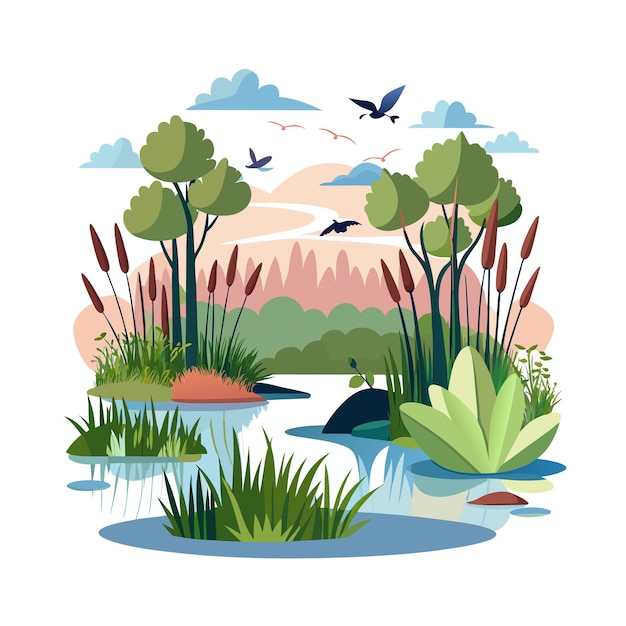 Vektorillustrationskonzepte für schöne Landschaftslandschaften