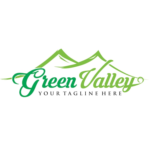 Vektorillustrationslogo green valley outdoor isoliert auf weißem hintergrund