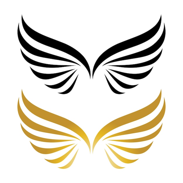 Vektor vektorillustrationsvorlage für das logo des goldenen und schwarzen vogelflügels