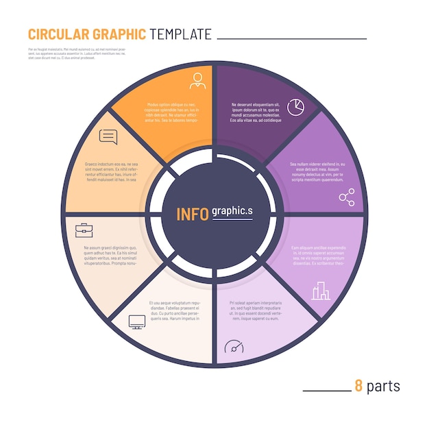 Vektorinfografik-kreisdiagrammvorlage acht teile