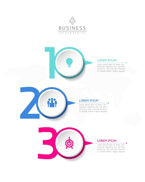 Vektor vektorinfografische geschäftspräsentationsvorlage mit kreisförmiger verknüpfung mit 3 optionen