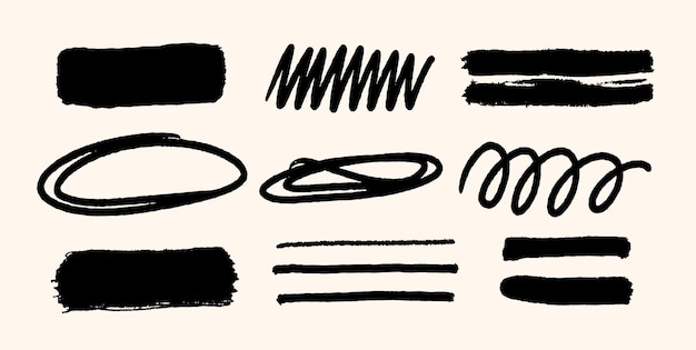 Vektorisierung von Crayon Scribble Swirl Lines und groben Tintenstrichen im handgezeichneten Stil