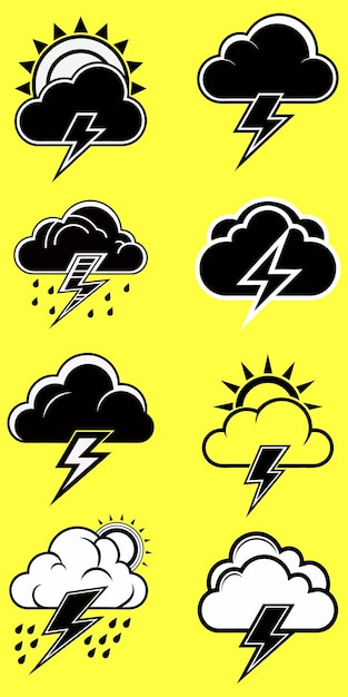 Vektorisierung von Wetter-Ikonen mit Regen und Blitz
