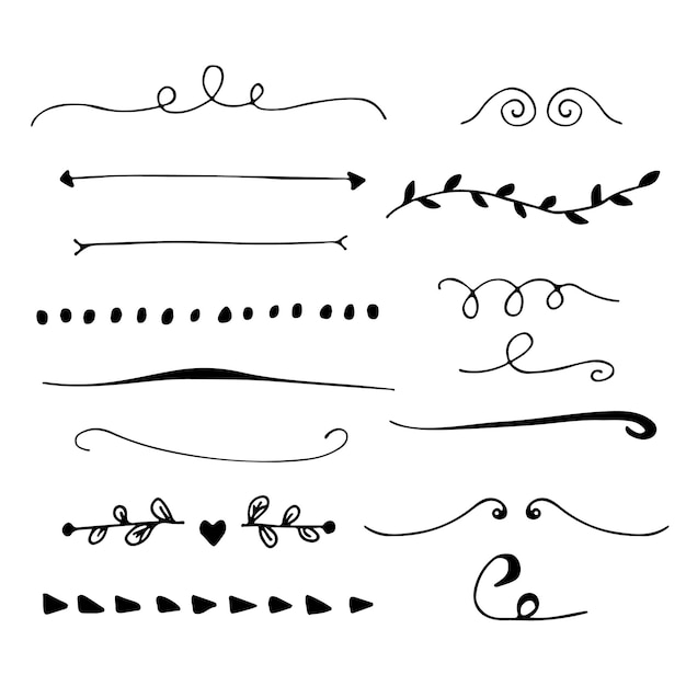 Vektorkalligraphische Designelemente und Seitendekoration Textunterstreichungen Handgezeichnet