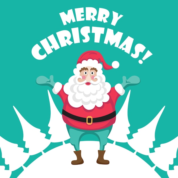 Vektorkarte der frohen weihnachten mit lustigem weihnachtsmann