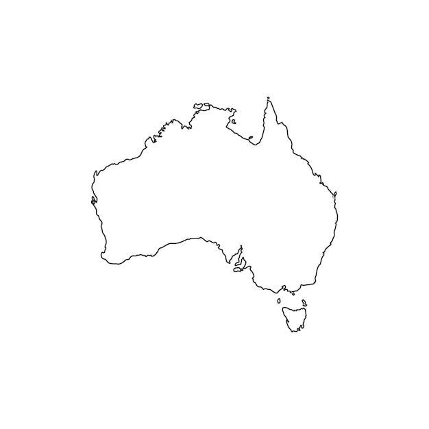 Vektorkarte schwarzer umriss von australien