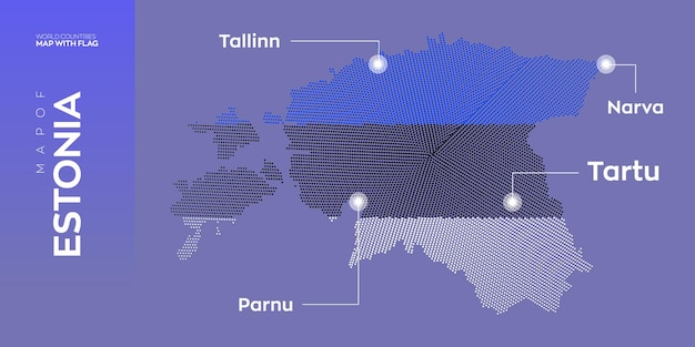 Vektorkarte von Estland mit Hauptstadt und Großstädten