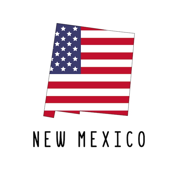 Vektorkarte von New Mexico in den Farben gemalt Amerikanische Flagge Silhouette oder Grenzen des US-Bundesstaates