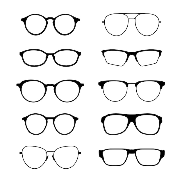 Vektorkollektion Brille Silhouette Icon Symbol Design