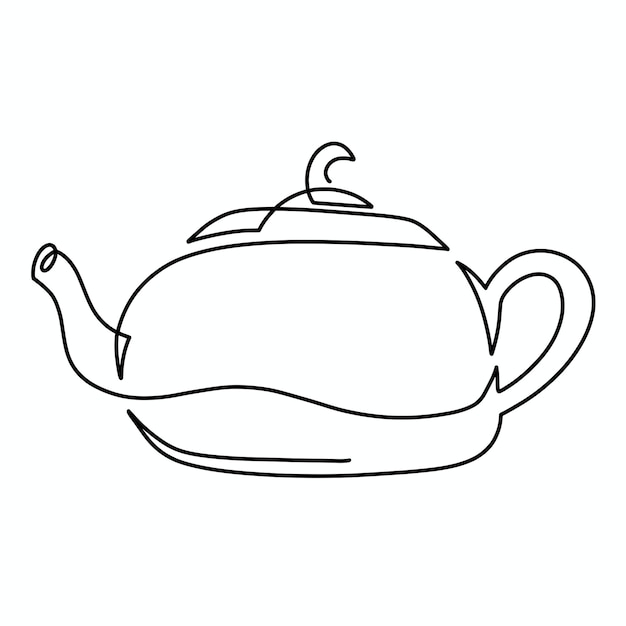 Vektorkontinuierliche einzeilige Teekannenillustration