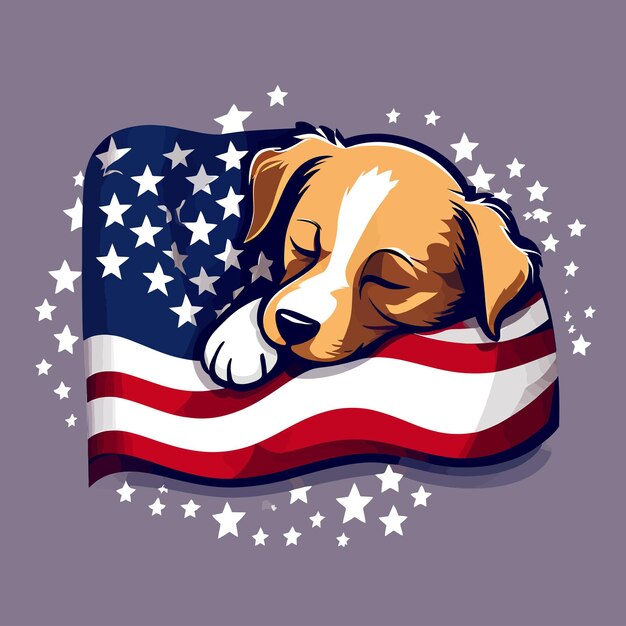 Vektorkopf des hundes amerikanische flaggen-logo-design