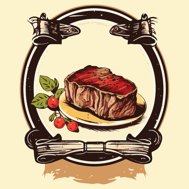 Vektor vektorkunst vintage-stil steak-logo