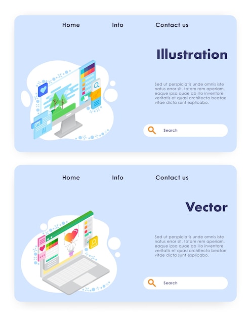 Vektorkunst-Website-Landing-Seiten-Design-Vorlagen-Set
