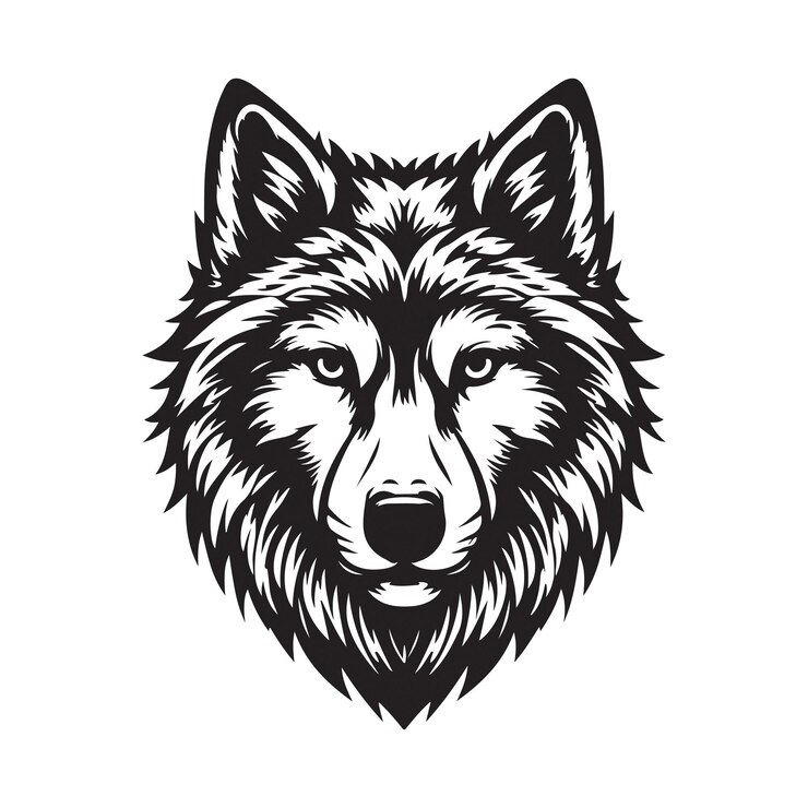 Vektorkunstillustration der Silhouette des Wolfskopfes