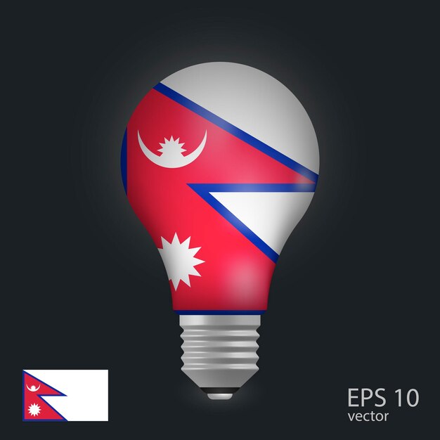 Vektorlampe mit 3D-Rendering der nepalesischen Flagge, isoliert auf grauem Hintergrund