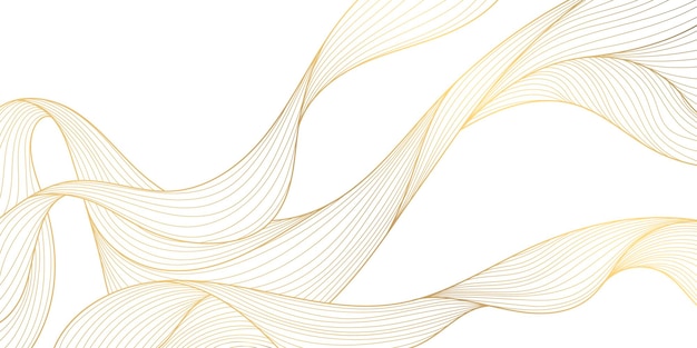 Vektorlinie, luxuriöse goldene wellen, abstrakter hintergrund, elegantes muster, liniendesign für innenarchitektur, textiltextur, poster, paketverpackungen, geschenke im japanischen stil