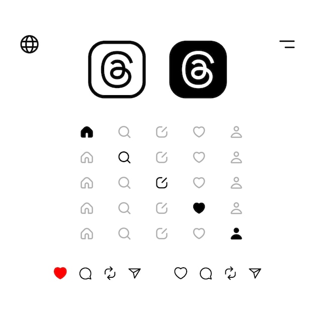 Vektorlogo der threads instagram-app und symbole