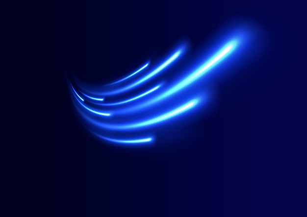 Vektor vektormagischer leuchtender sternlichteffekt mit neonverschwommener geschwungener linie funkelnder durchscheinender komet