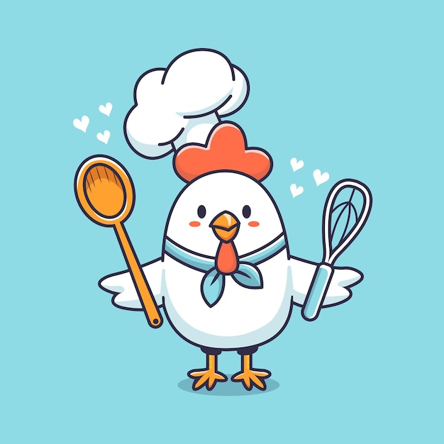 Vektormaskottchen Huhn liebt Kochen