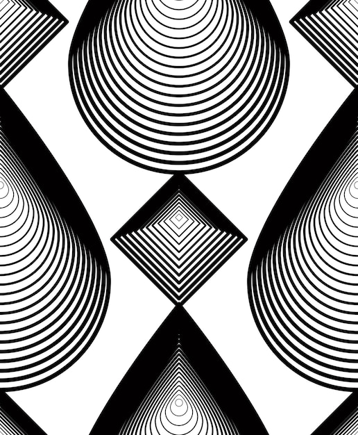 Vektor vektormonochromes gestreiftes endlosmuster, kontinuierlicher geometrischer hintergrund der kunst mit grafischen linien.
