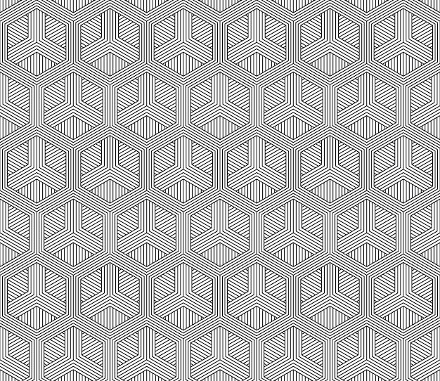 Vektornahtloses geometrisches muster klassisches chinesisches antikes ornament, angepasst an moderne trends. vollständig bearbeitbarer linearer hintergrund mit schnittmaske. sie können die dicke der farbzusammensetzung der linien ändern